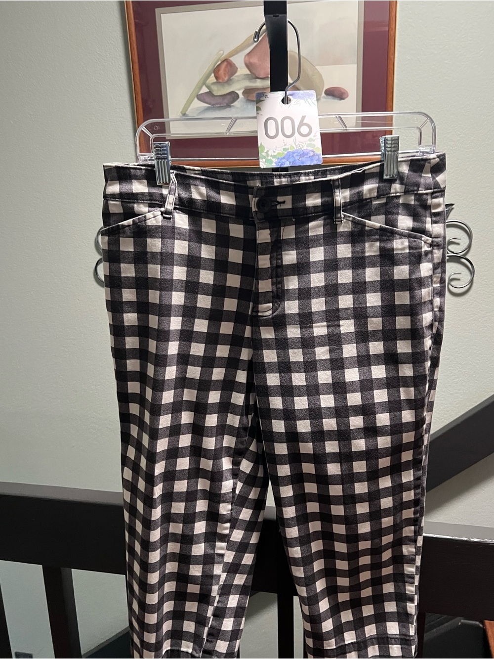St. John Black and White Check Gingham Capris Size 12 #DS006